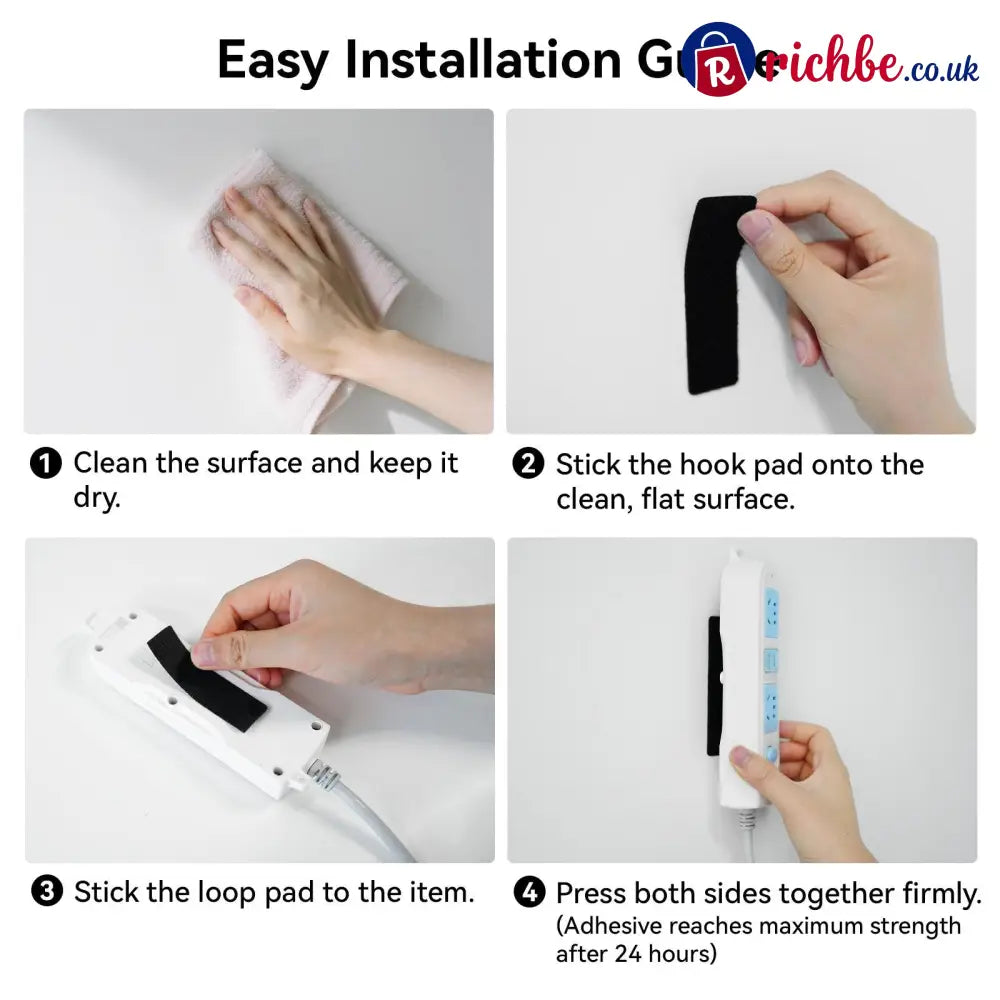 96 PCS Heavy Duty Hook and Loop Strips Double Sided Reusable Adhesive Mounting Tape for Wall Hanging Picture Frames