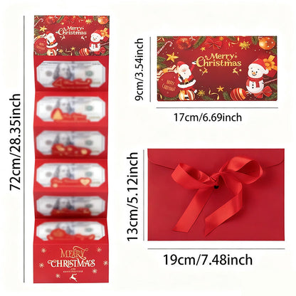 🎅 Christmas Money Envelope for Cash,Creative Folding Money Holder with 6 Slots,Luxury Paper Cash Gift Card Holder, DIY HolidayMoney Gift Envelope for Xmas, Women Men GirlsBoys Mom Dad