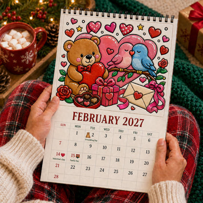 🔥🎨Color The Year 2027: Trace-By-Groove Creative Calendar📅| Seasonal Guided Coloring Wall Calendar With Markers
