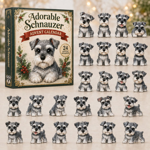 CHRISTMAS KICKOFF 40% OFF - Adorable Schnauzer Advent Calendar 2026 - 24-Day Festive Countdown, Acrylic Charms Blind Box - Gift For Dog Lovers AC0NT123