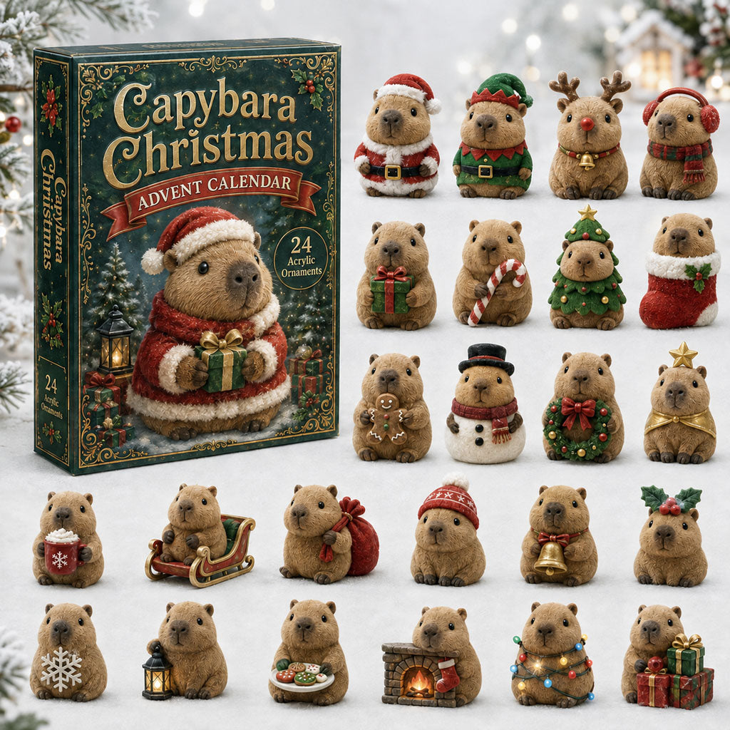 CHRISMAST KICKOFF 40% OFF - Capybara Christmas Advent Calendar 2026 - 24-Day Festive Countdown, Acrylic Charms Blind Box - Gift For Capybara Lovers AC0HA086