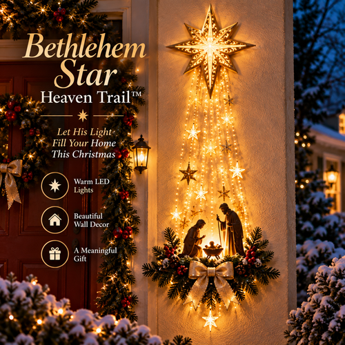 ✨Last Day 49% OFF✨✝️ Bethlehem Star of Faith – Lighted Nativity Wall Decor