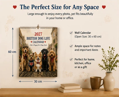 🐕 2027 British Dog Life Calendar – 12 Months of Adorable Dogs & Beautiful British Moments – Wall Calendar Gift for Dog Lovers 🐾