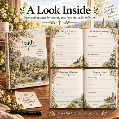 🌿Faith Prayer Journal – British Countryside Prayer, Gratitude & Reflection Journal with Scripture – Meaningful Christian Gift for Family, Friends & Church Community