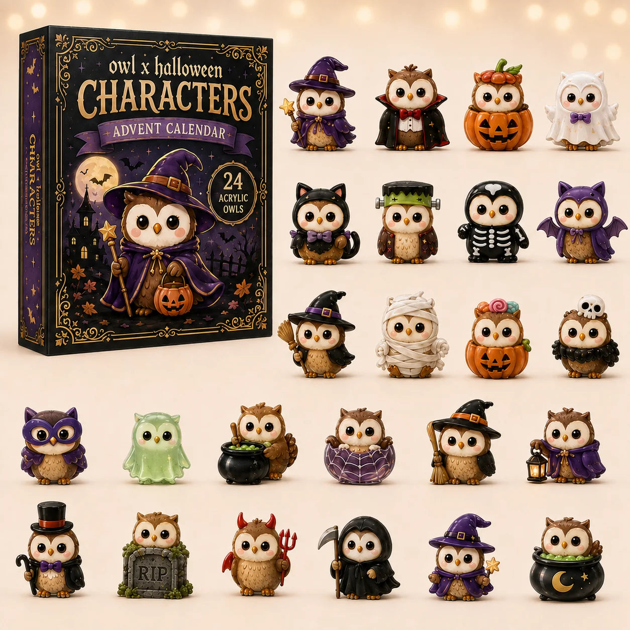 🦉Whimsical Owls Advent Calendar 2026 - 24-Day Festive Countdown, Acrylic Charms Blind Box - Gift For Animal Lovers