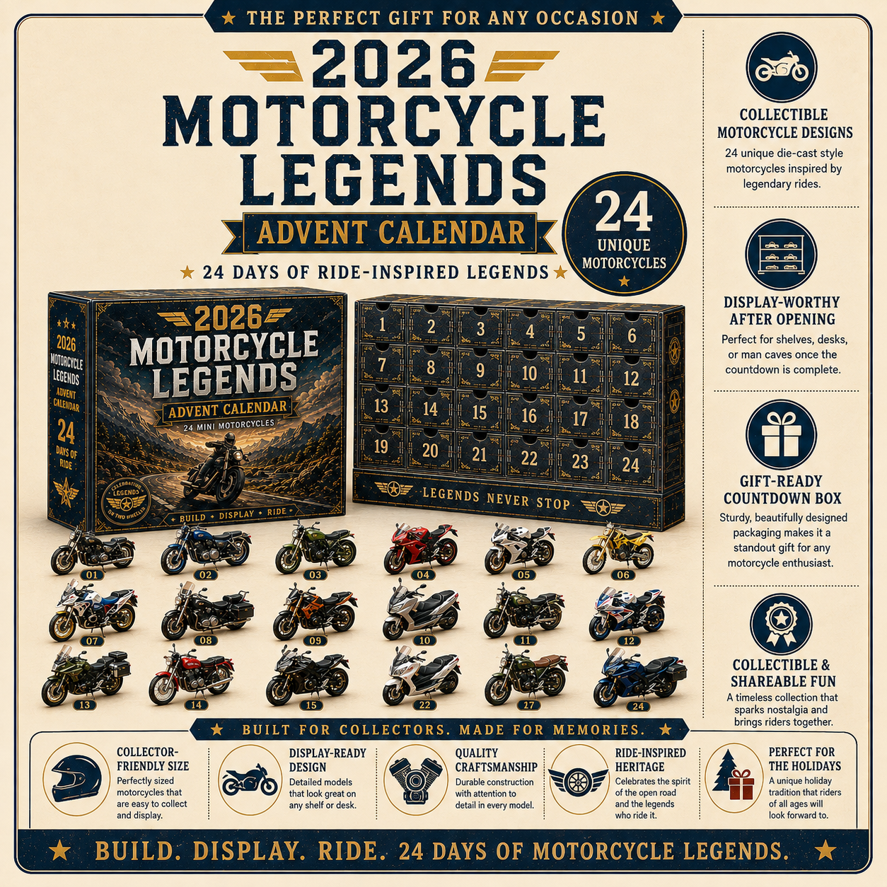 2026 Motorcycle Legends Advent Calendar – 24 Days, 24 Mini Motorcycles, 24 Legendary Rides
