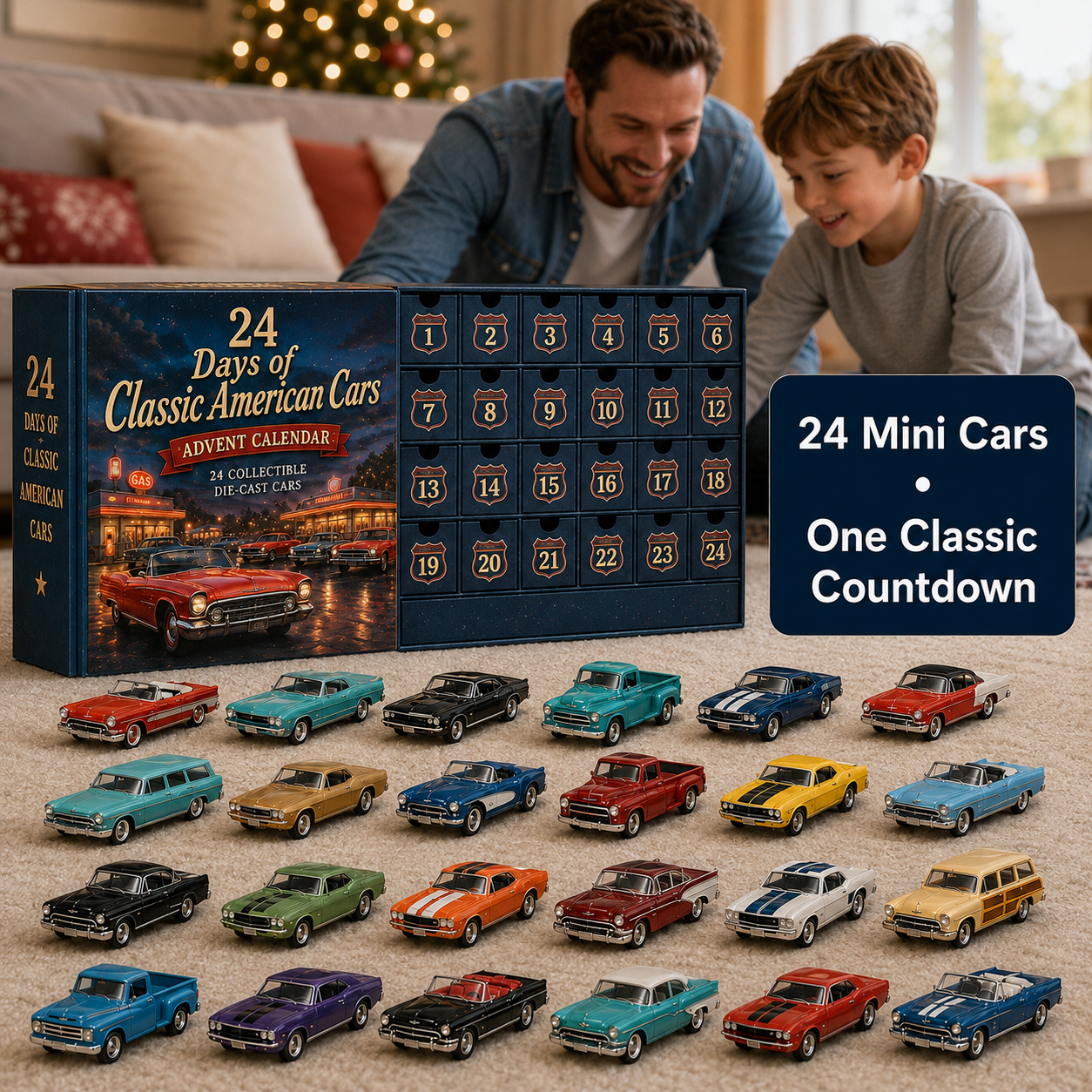 🏎️ 24 Days of Classic American Cars Advent Calendar – 24 Vintage Ride Collectibles for Car Lovers