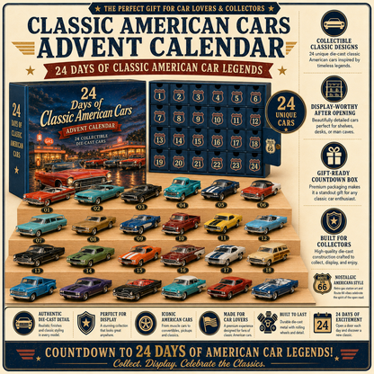 🏎️ 24 Days of Classic American Cars Advent Calendar – 24 Vintage Ride Collectibles for Car Lovers