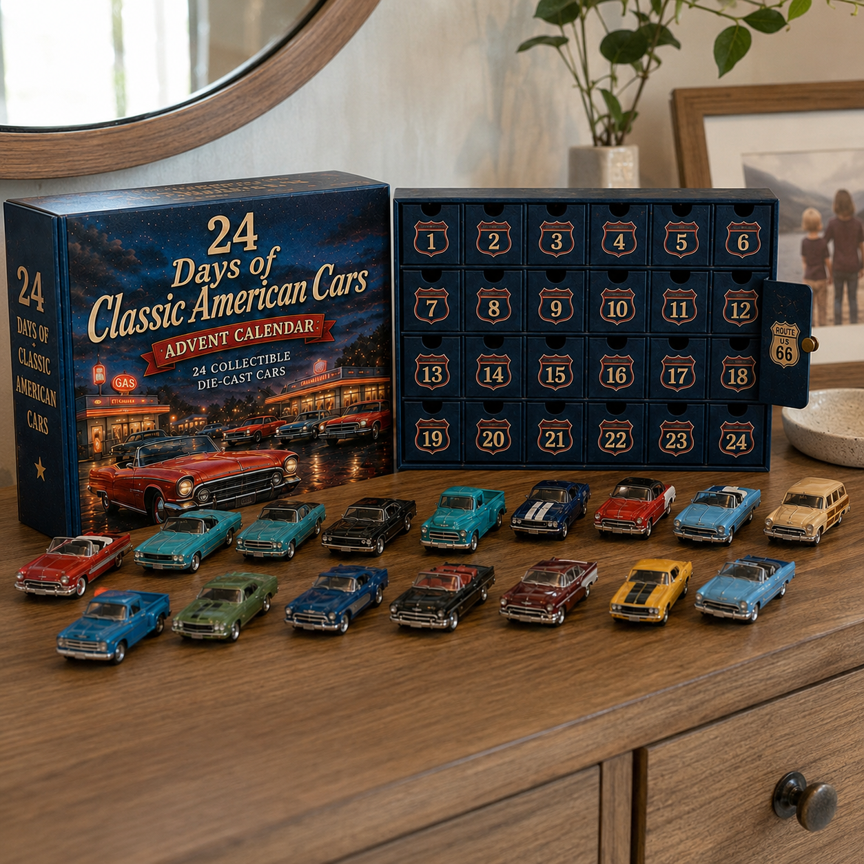 🏎️ 24 Days of Classic American Cars Advent Calendar – 24 Vintage Ride Collectibles for Car Lovers