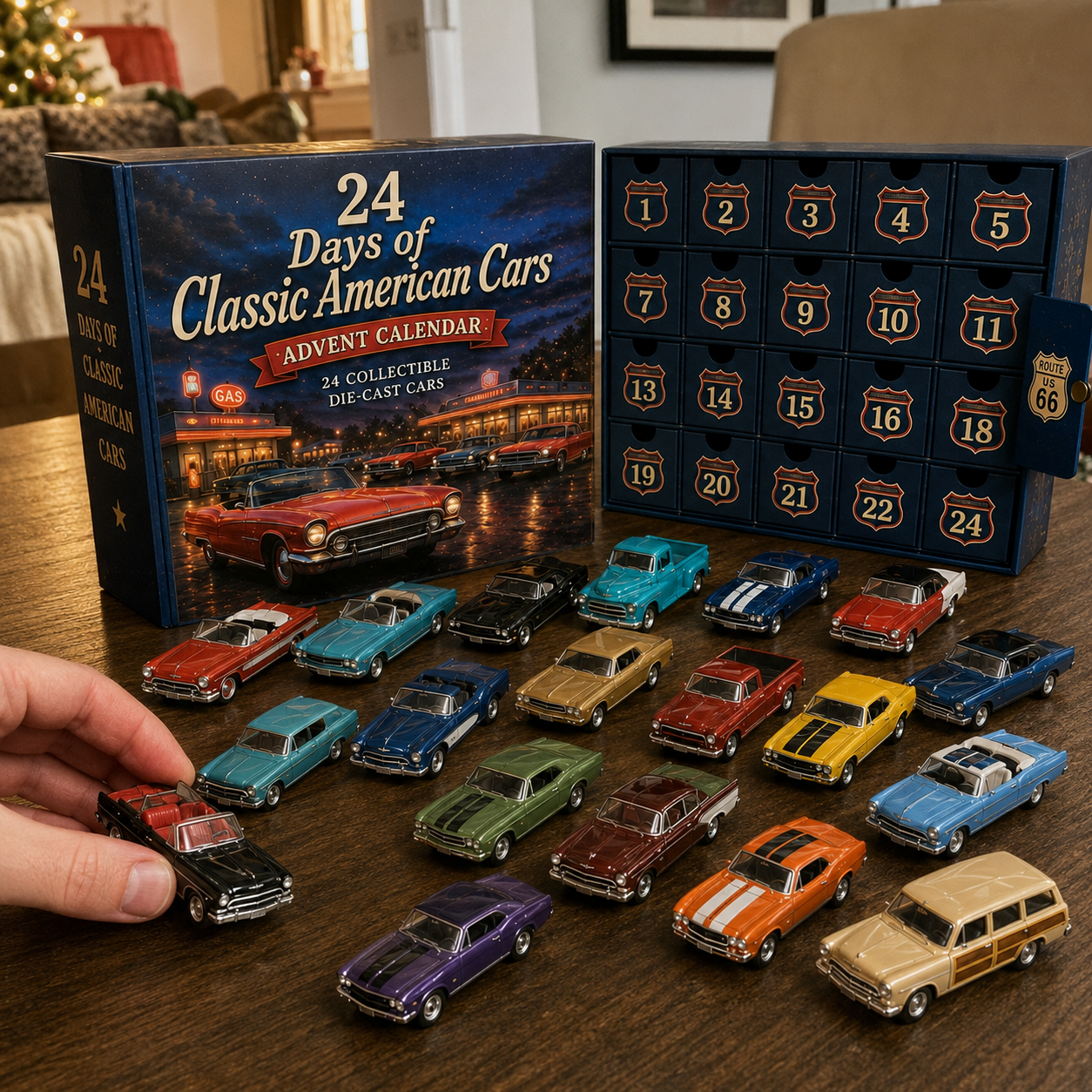 🏎️ 24 Days of Classic American Cars Advent Calendar – 24 Vintage Ride Collectibles for Car Lovers