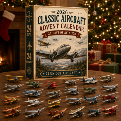 ✈️2026 Classic Aircraft Advent Calendar – 24 Days of Aviation with 24 Collectible Mini Planes – Christmas Gift for Aviation Lovers 🎄