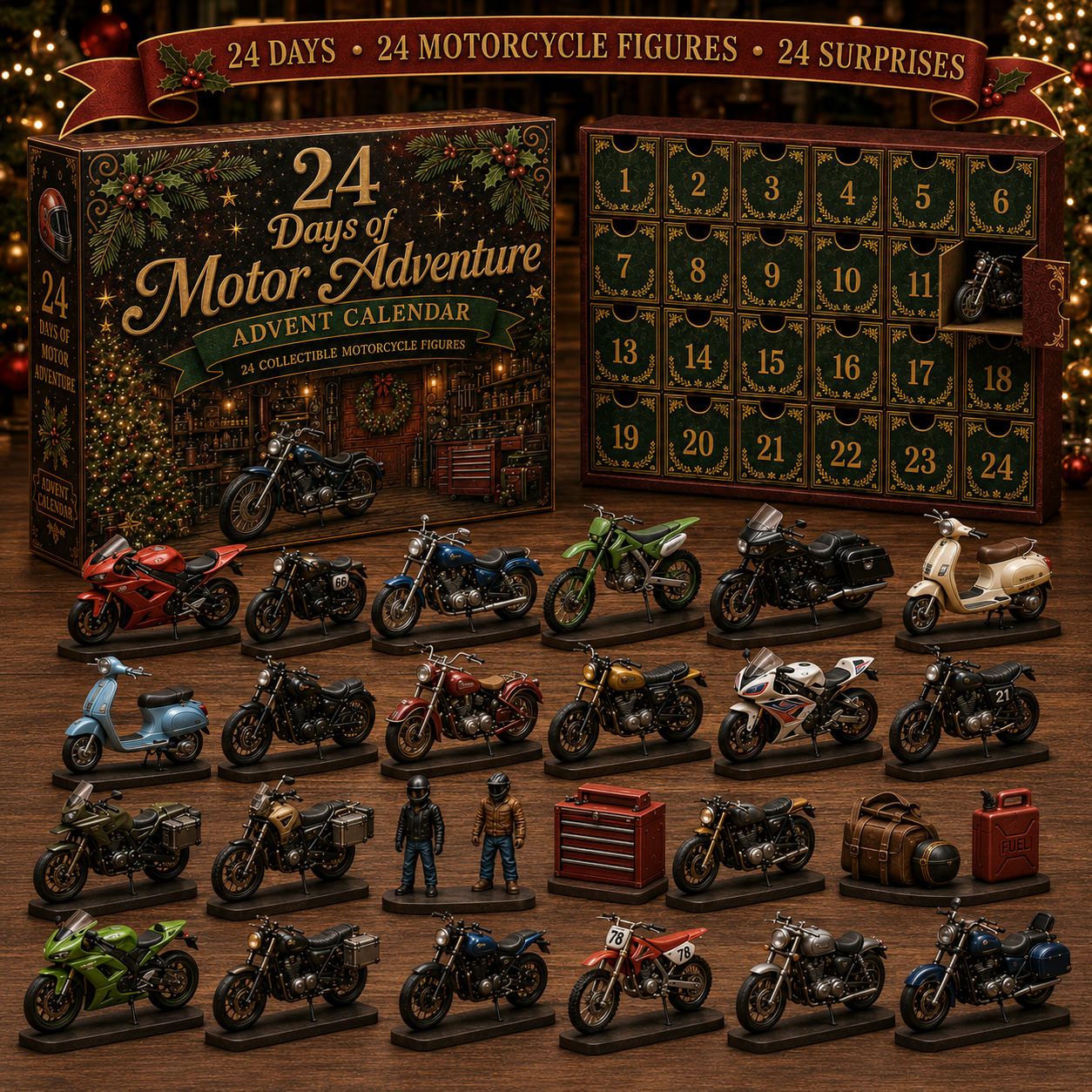 2026 Motor Adventure Christmas Advent Calendar – 24 Motorcycle-Themed Collectible Surprises