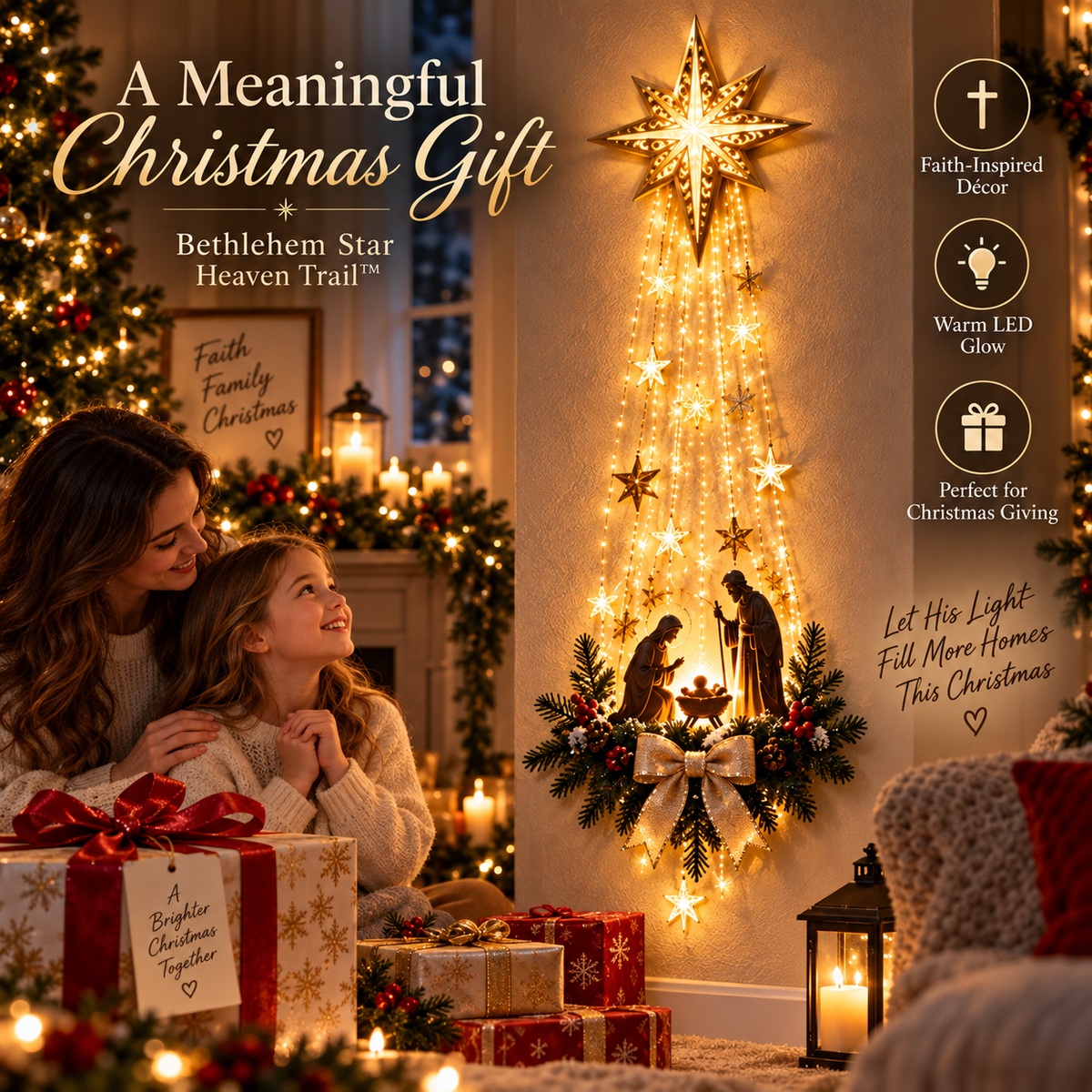 ✨Last Day 49% OFF✨✝️ Bethlehem Star of Faith – Lighted Nativity Wall Decor