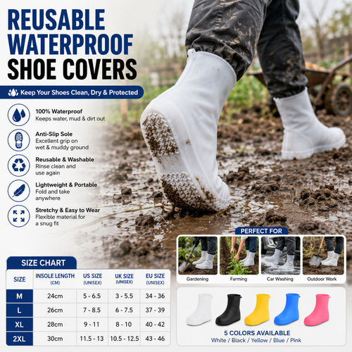 🌧️ Heavy-Duty Non-Slip Reusable Waterproof Shoe Covers – Keep Shoes Clean & Dry