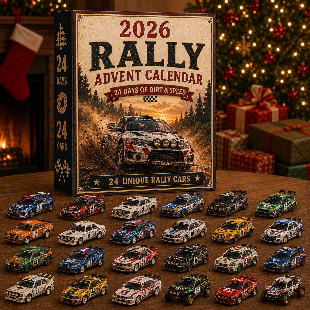 🏎️ 2026 Rally Racing Advent Calendar – 24 Days of Dirt & Speed, 24 Collectible Rally Cars – Christmas Gift for Racing Fans 🎄