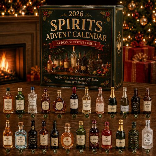 🎄 2026 Spirits Advent Calendar – 24 Days of Festive Cheers, 24 Unique Mini Drink Collectibles – Christmas Gift for Drink Lovers 🍾