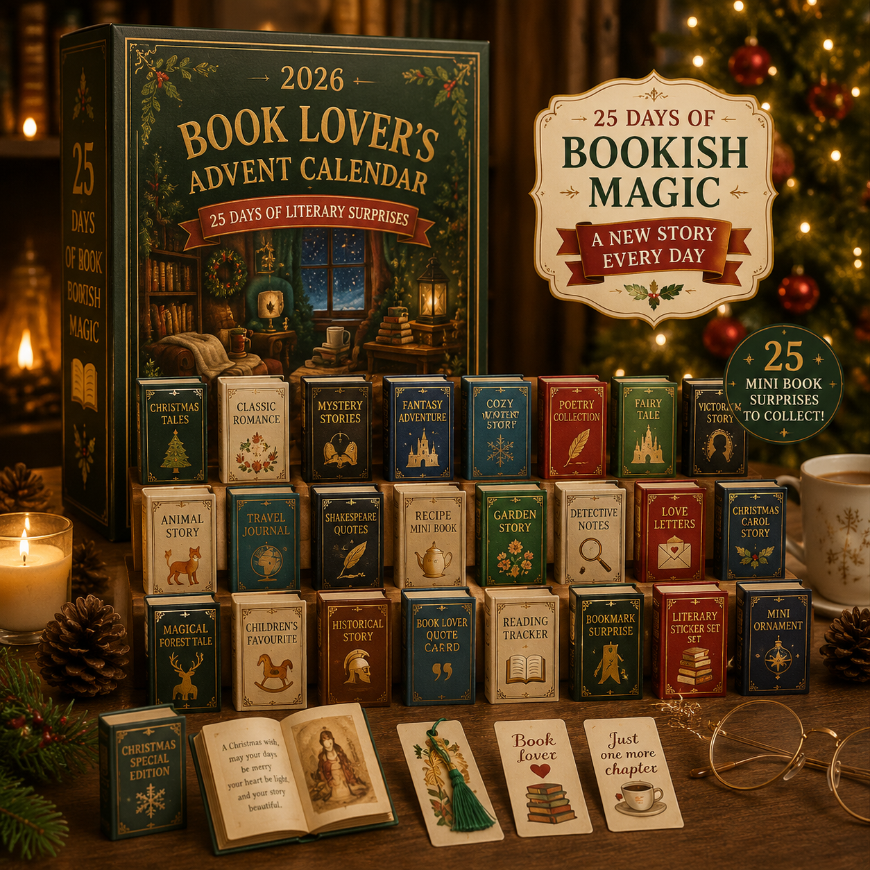 📚 2026 Book Lover’s Advent Calendar – 25 Days of Mini Book Surprises & Cozy Christmas Reading Magic