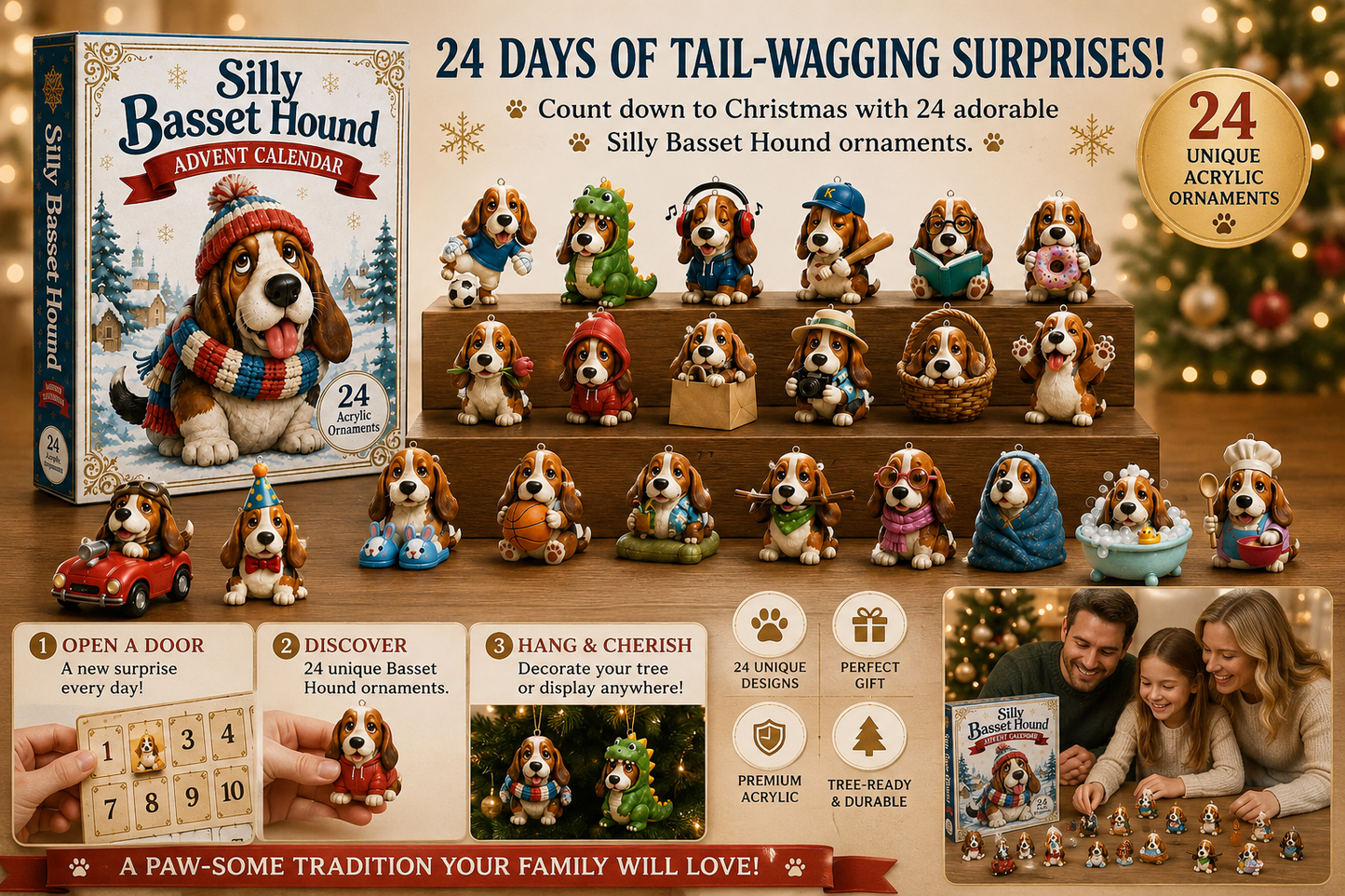 Silly Basset Hound Advent Calendar 2026 - 24-Day Festive Countdown