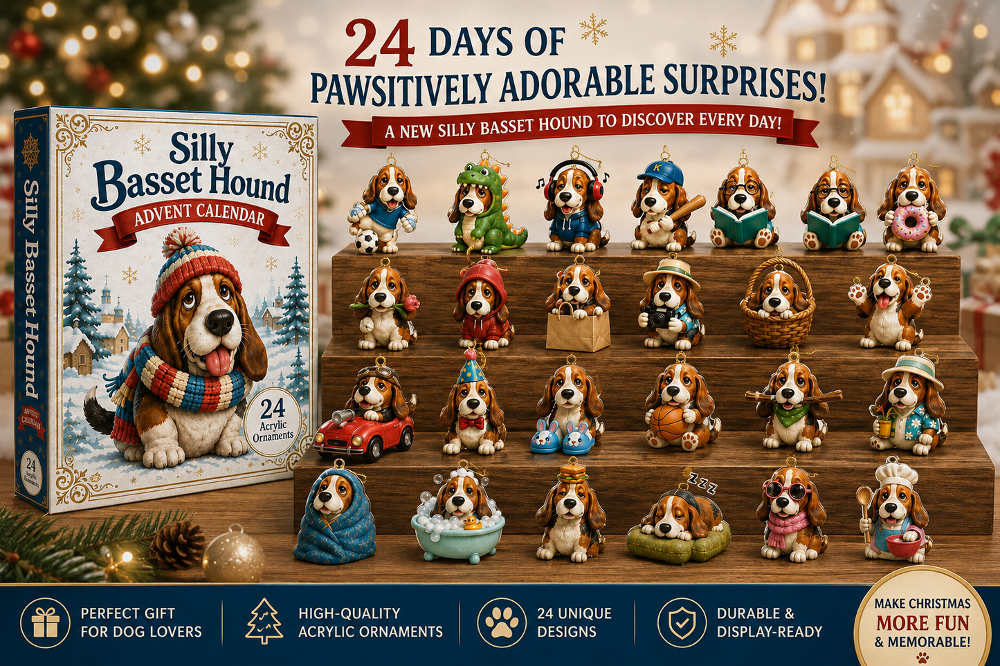 Silly Basset Hound Advent Calendar 2026 - 24-Day Festive Countdown