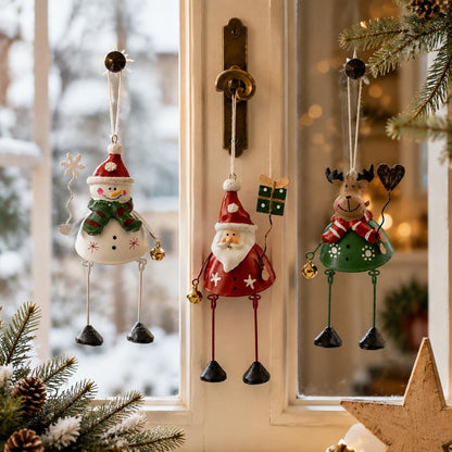 🎅 Hand-Painted Metal Dangling Leg Christmas Ornaments
