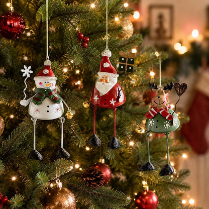 🎅 Hand-Painted Metal Dangling Leg Christmas Ornaments