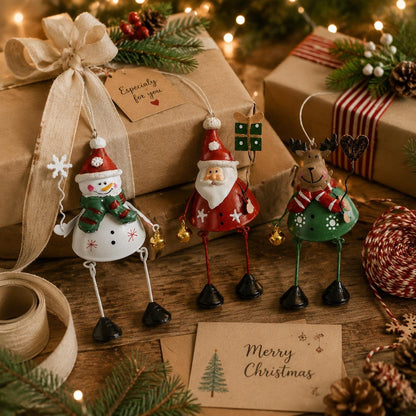 🎅 Hand-Painted Metal Dangling Leg Christmas Ornaments