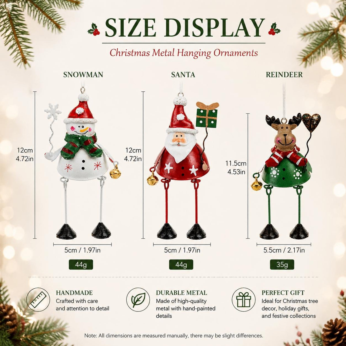 🎅 Hand-Painted Metal Dangling Leg Christmas Ornaments