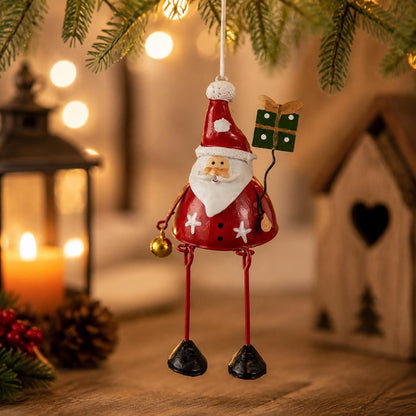 🎅 Hand-Painted Metal Dangling Leg Christmas Ornaments