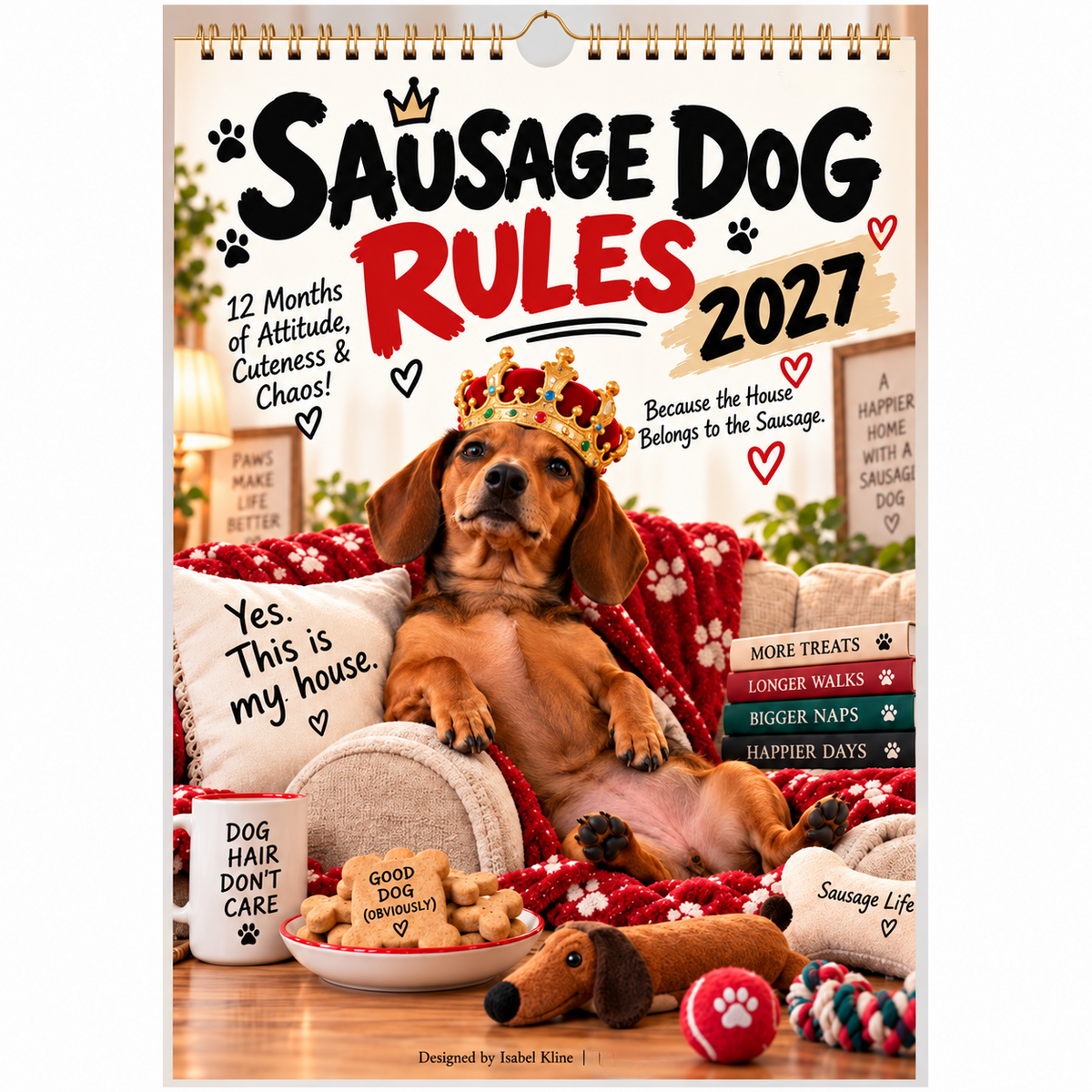 2027 Funny Dachshund Wall Calendar – Sarcastic Sausage Dog Calendar, A4 Monthly Dog Lover Gift