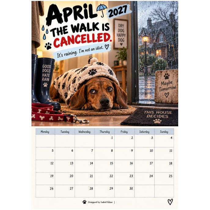 2027 Funny Dachshund Wall Calendar – Sarcastic Sausage Dog Calendar, A4 Monthly Dog Lover Gift