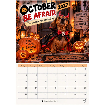 2027 Funny Dachshund Wall Calendar – Sarcastic Sausage Dog Calendar, A4 Monthly Dog Lover Gift