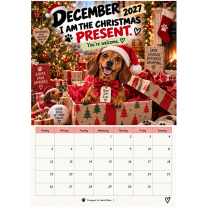 2027 Funny Dachshund Wall Calendar – Sarcastic Sausage Dog Calendar, A4 Monthly Dog Lover Gift