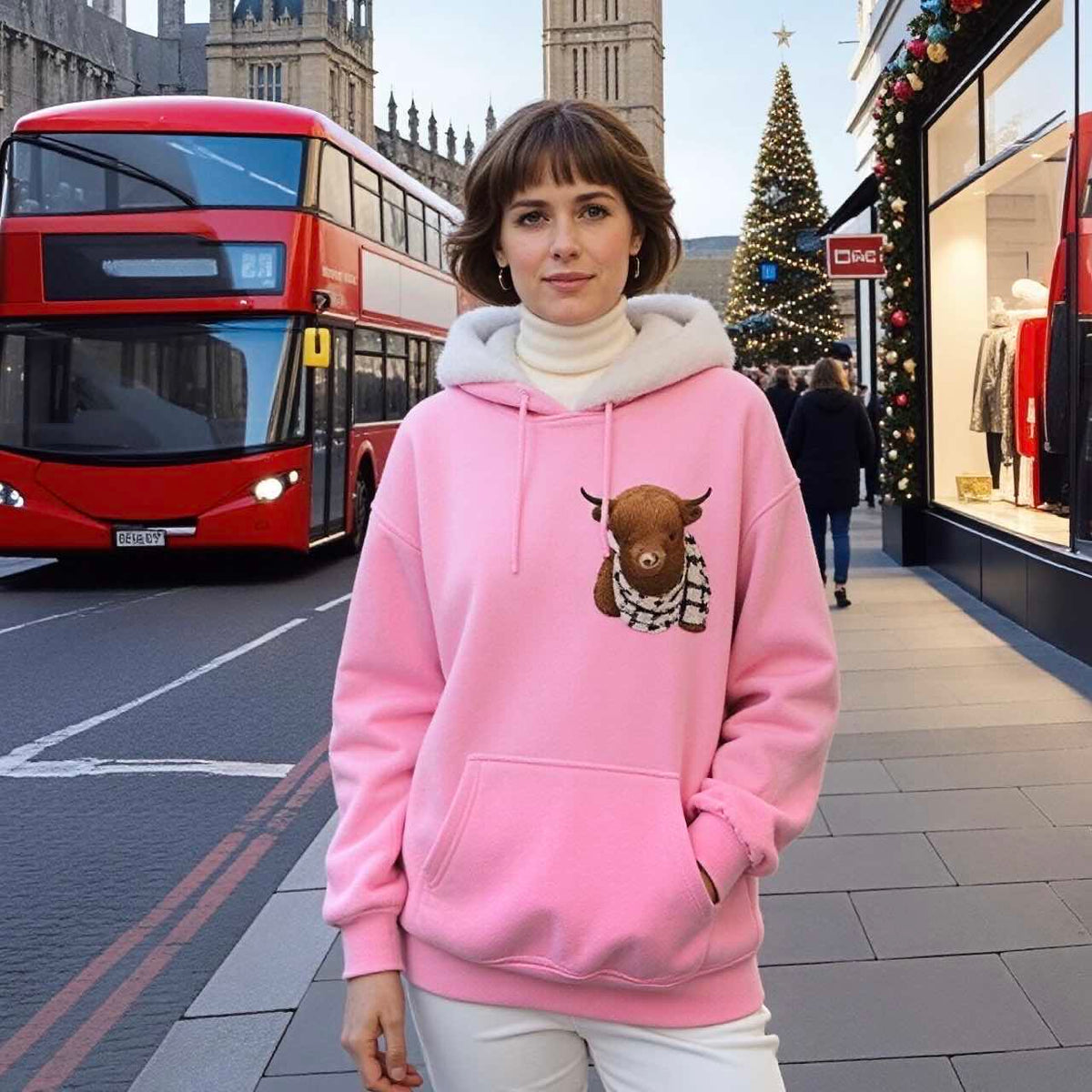 💖LAST DAY SALE 49% OFF!!🎁Cute Highland Cow Cozy Fleece-Lined Hooded Sweatshirt🦬