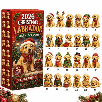 🎄2026 Mountain Forest Backpack Labrador Blind Box - 24-Day Festive Countdown, Acrylic Charms Blind Box - Gift For Dog Lovers