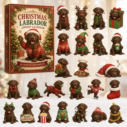 🎄2026 Mountain Forest Backpack Labrador Blind Box - 24-Day Festive Countdown, Acrylic Charms Blind Box - Gift For Dog Lovers