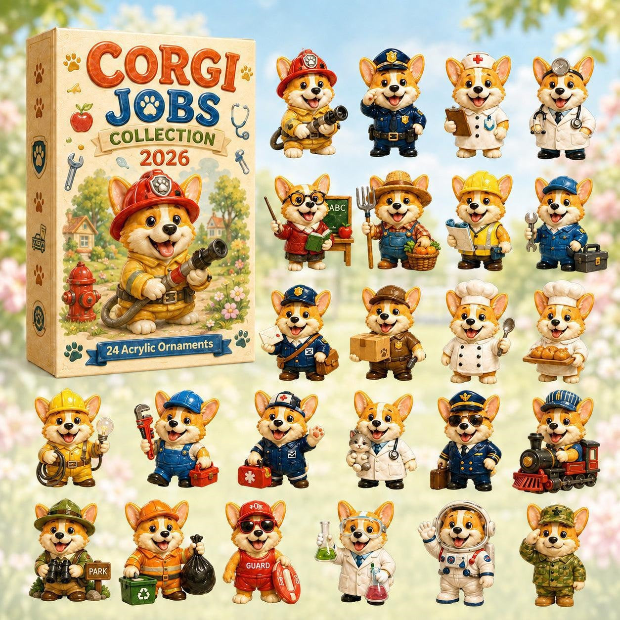 CHRISTMAS KICKOFF 49% OFF - 2026 British Corgis Blind Box - 24‑Day Festive Countdown, Corgi Figurines Blind Box - Gift For Corgi Lovers