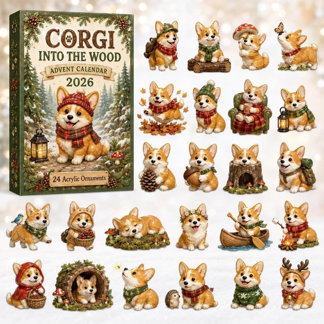 CHRISTMAS KICKOFF 49% OFF - 2026 British Corgis Blind Box - 24‑Day Festive Countdown, Corgi Figurines Blind Box - Gift For Corgi Lovers