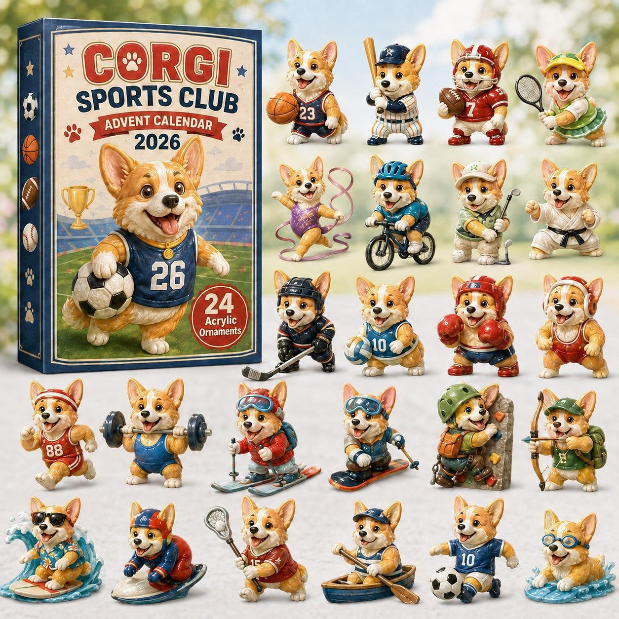 CHRISTMAS KICKOFF 49% OFF - 2026 British Corgis Blind Box - 24‑Day Festive Countdown, Corgi Figurines Blind Box - Gift For Corgi Lovers