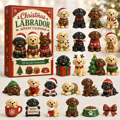 🎄2026 Mountain Forest Backpack Labrador Blind Box - 24-Day Festive Countdown, Acrylic Charms Blind Box - Gift For Dog Lovers
