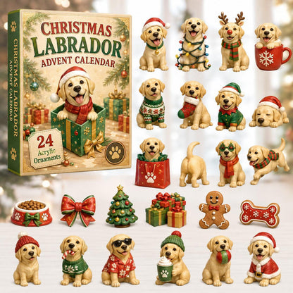 🎄2026 Mountain Forest Backpack Labrador Blind Box - 24-Day Festive Countdown, Acrylic Charms Blind Box - Gift For Dog Lovers