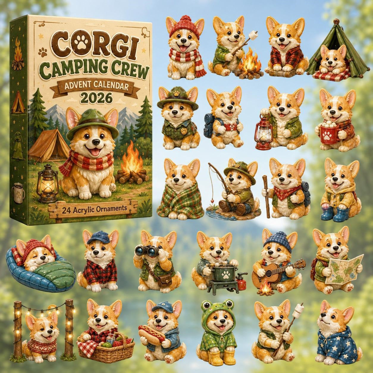 CHRISTMAS KICKOFF 49% OFF - 2026 British Corgis Blind Box - 24‑Day Festive Countdown, Corgi Figurines Blind Box - Gift For Corgi Lovers