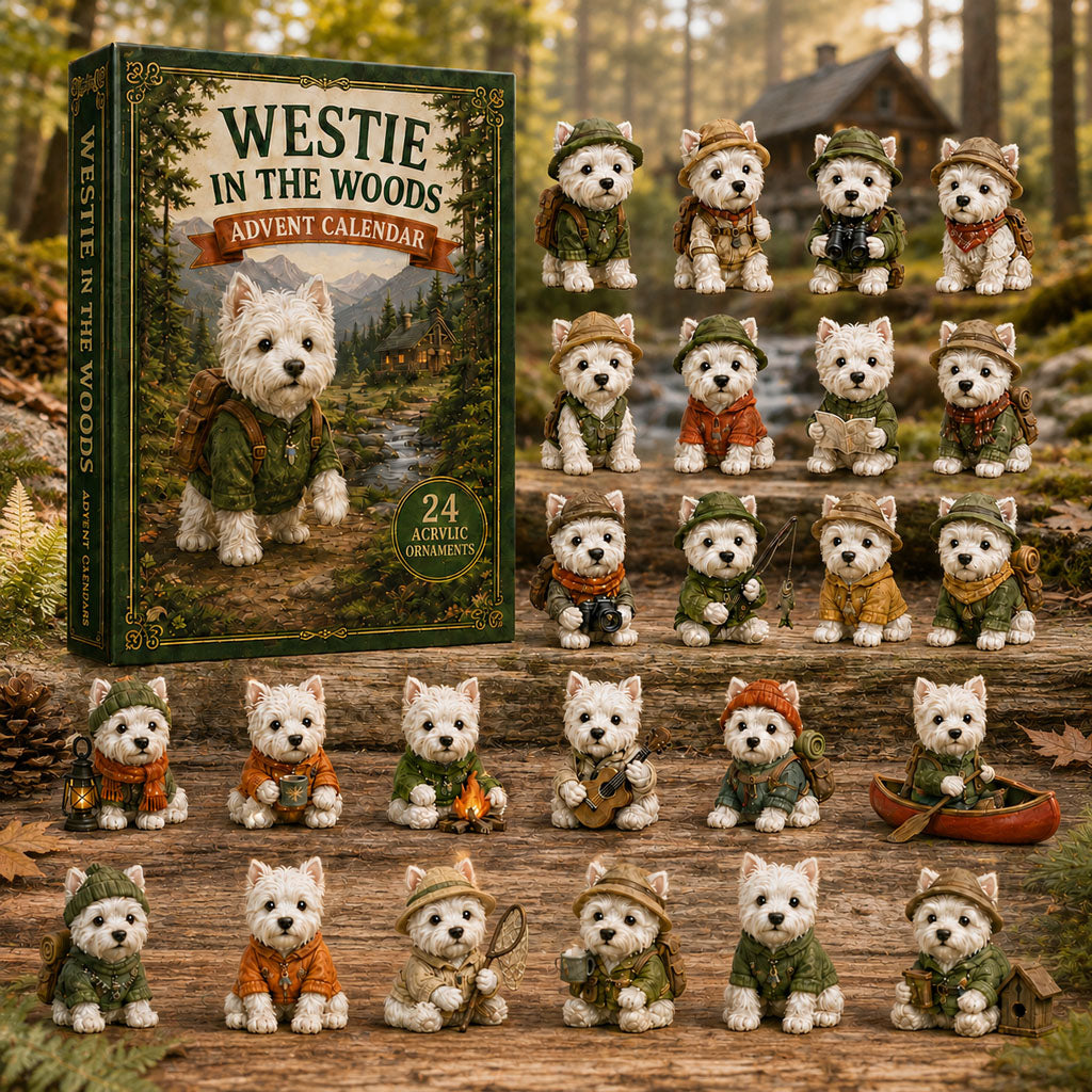 CHRISMAST KICKOFF 48% OFF - Westie In The Woods Advent Calendar 2026 - 24-Day Festive Countdown, Acrylic Charms Blind Box - Gift For Dog Lovers