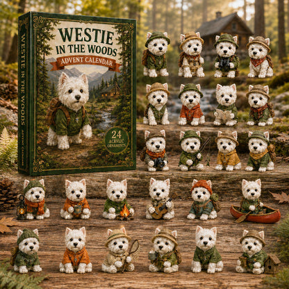 CHRISMAST KICKOFF 48% OFF - Westie In The Woods Advent Calendar 2026 - 24-Day Festive Countdown, Acrylic Charms Blind Box - Gift For Dog Lovers