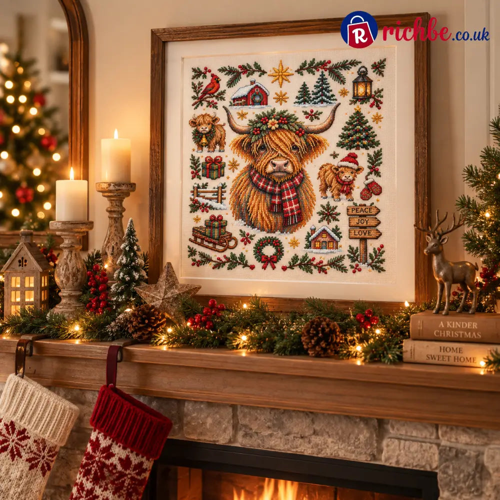 🎄 A Cozy Christmas – Animal Cross Stitch Kit