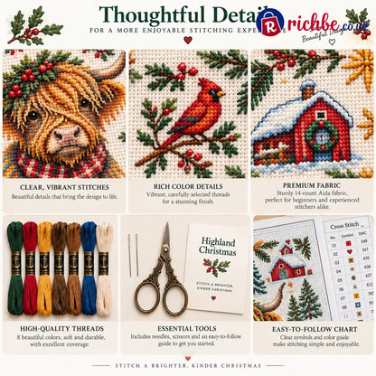 🎄 A Cozy Christmas – Animal Cross Stitch Kit