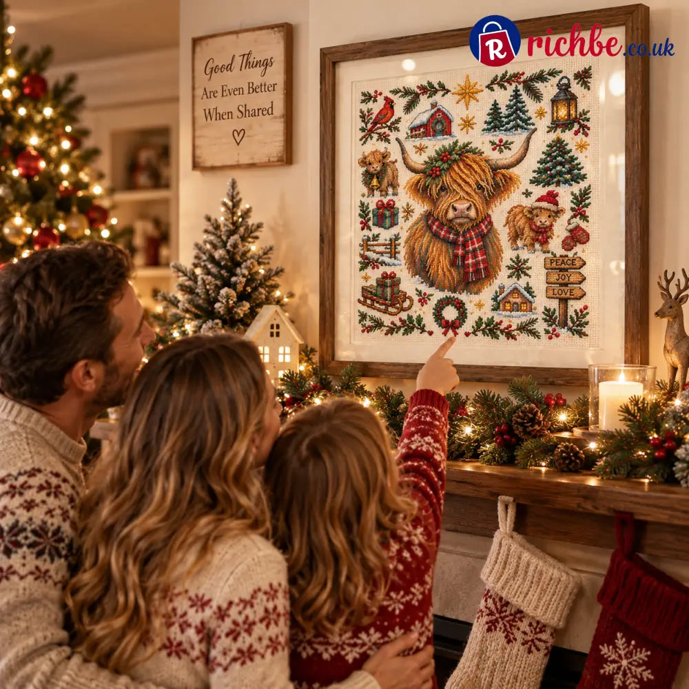 🎄 A Cozy Christmas – Animal Cross Stitch Kit