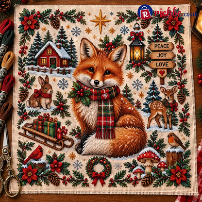 🎄 A Cozy Christmas – Animal Cross Stitch Kit - 🦊 Woodland Fox