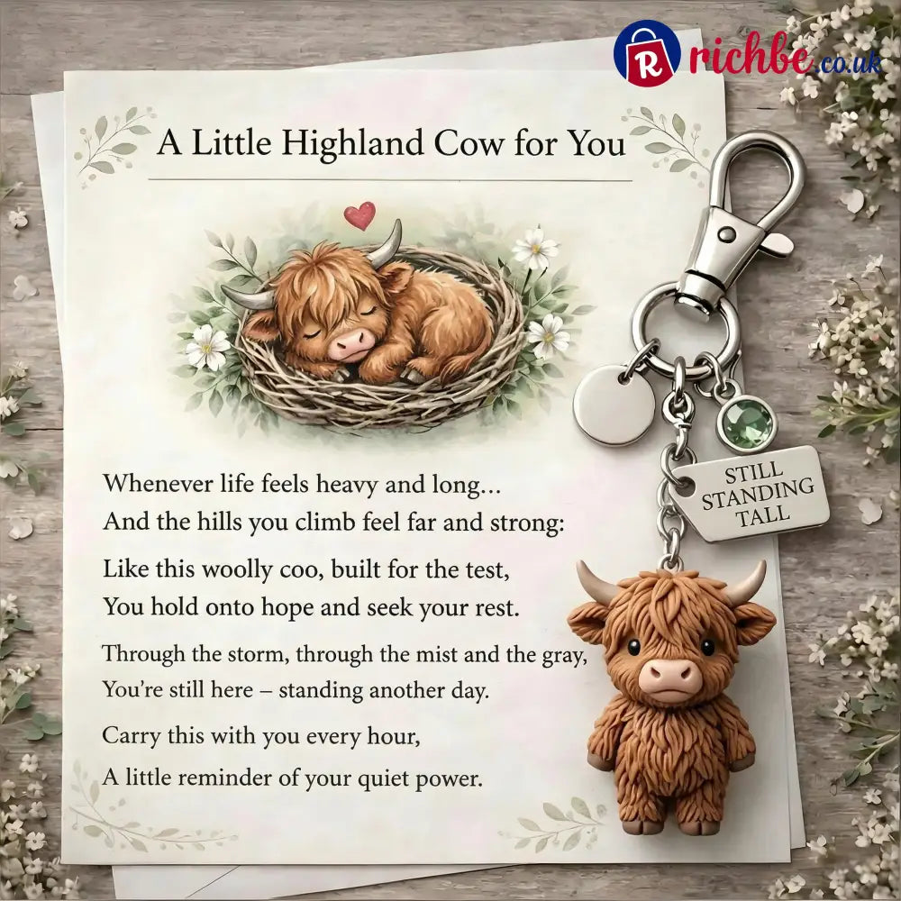 🐮A Little Highland Cow For You Keychain: Your Daily Reminder of Quiet Strength - A / January