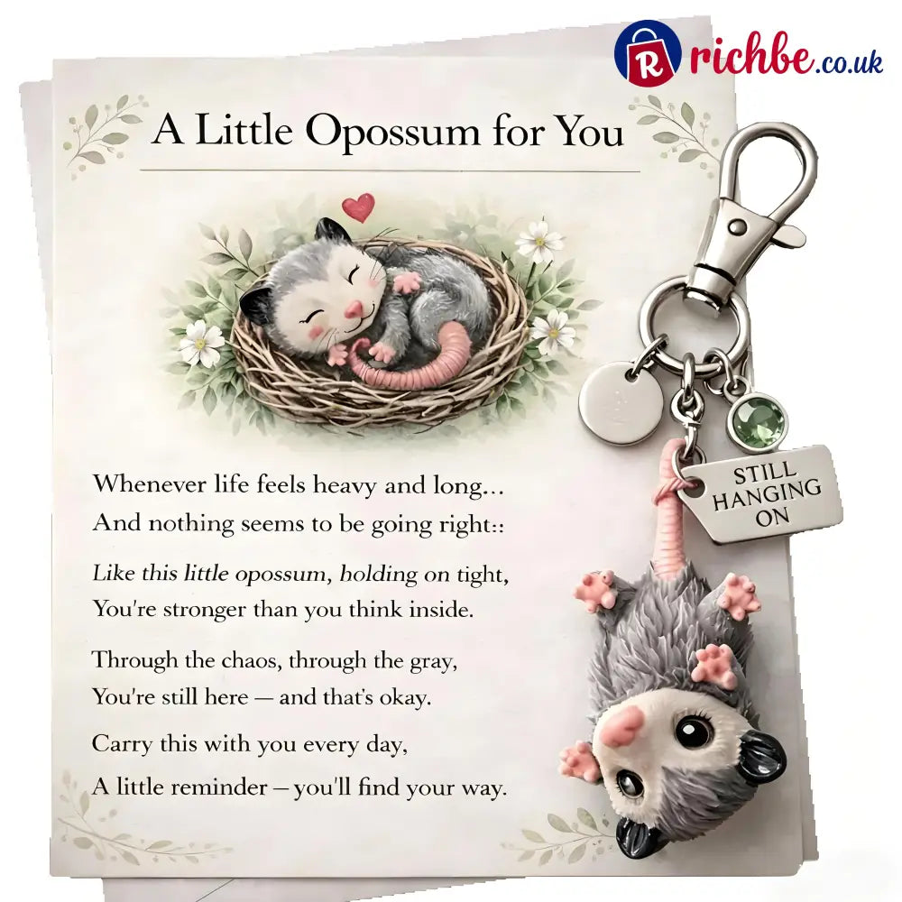 A Little Opossum for You - ’Still Hanging On’ Keychain & Sentiment Card Set