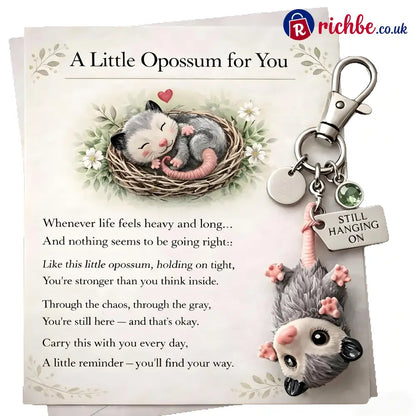 A Little Opossum for You - ’Still Hanging On’ Keychain & Sentiment Card Set